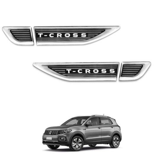Par Emblema Lateral T-Cross 2019 a 2026 Adesivo Resinado Veikko